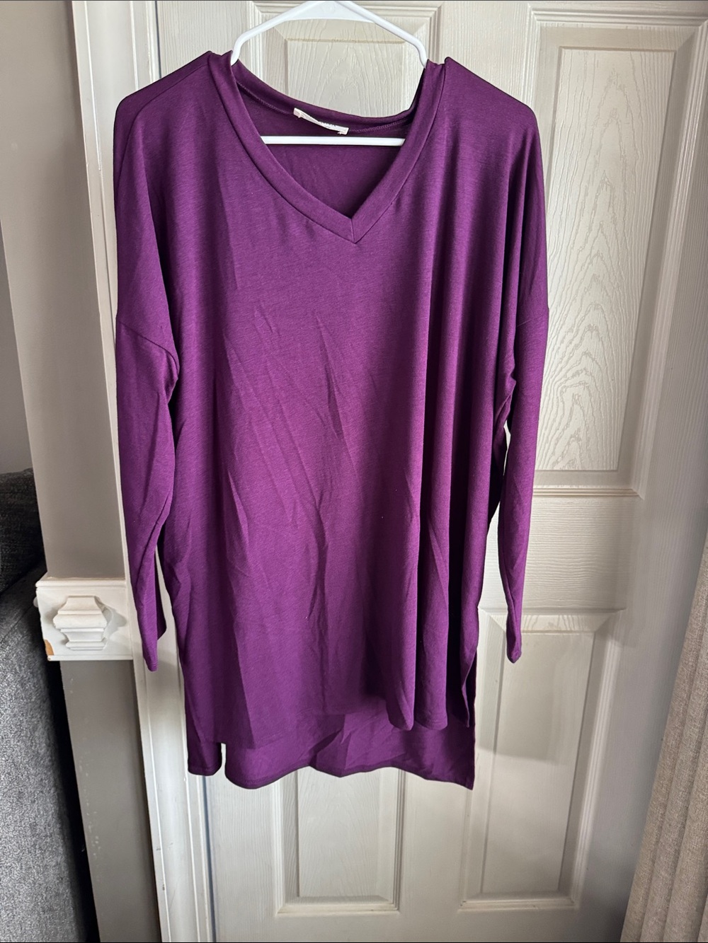 Zenana Outfitters Plum V-Neck Long Sleeve Top